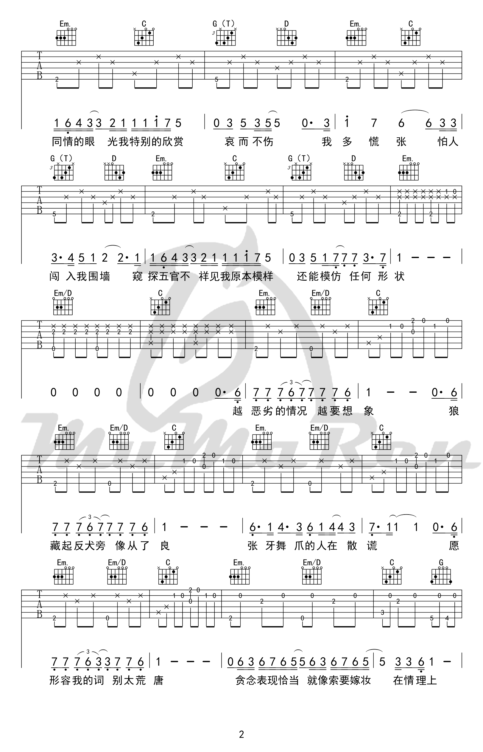 高尚吉他谱_薛之谦__高尚_G调原版弹唱六线谱
