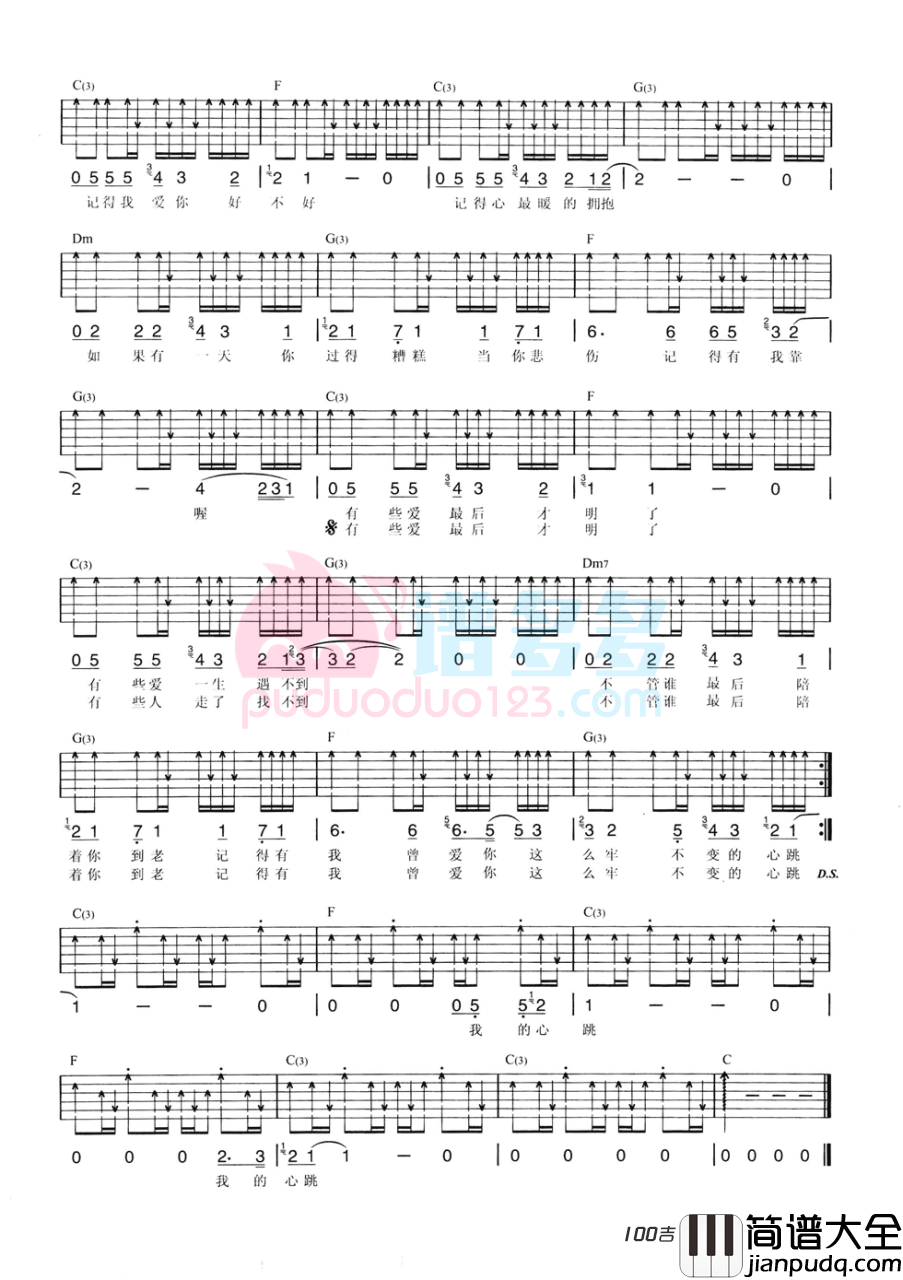 _记得我爱你_吉他谱_光良_C调吉他弹唱谱
