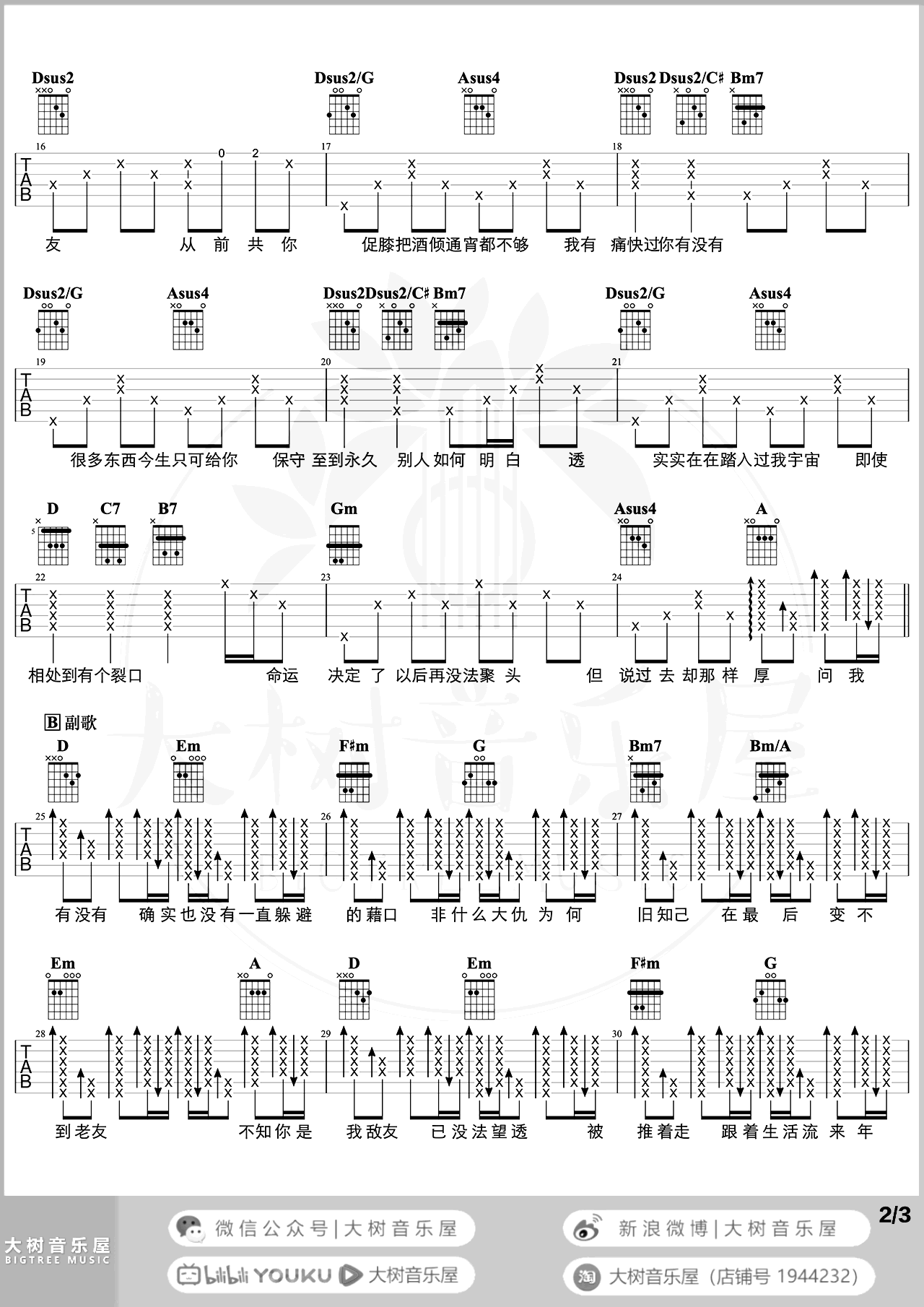 最佳损友吉他谱_陈奕迅_D调弹唱谱_示范教学视频