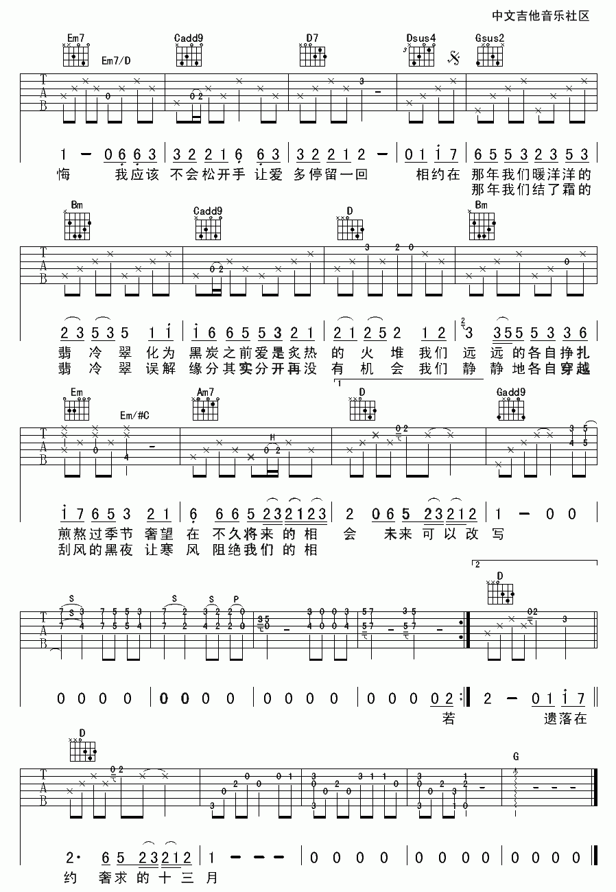 我们的翡冷翠吉他谱_周传雄