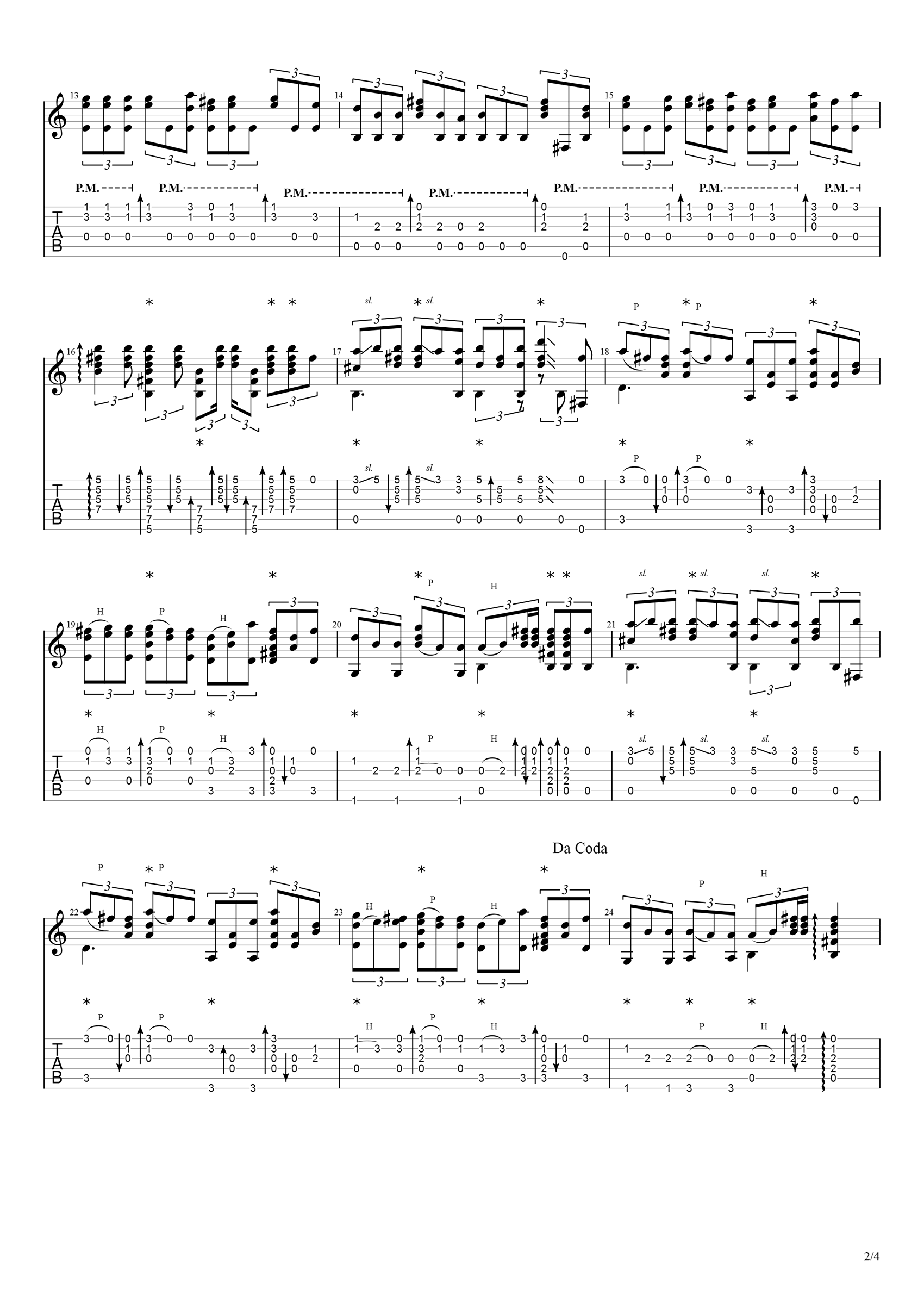 听闻远方有你指弹谱_刘艺雯_吉他独奏谱_高清六线谱