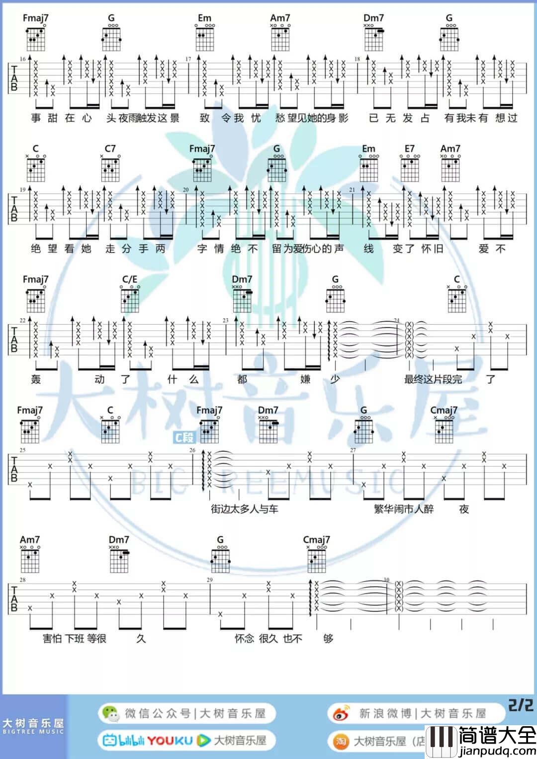 _弥敦道_吉他谱_洪卓立_吉他弹唱视