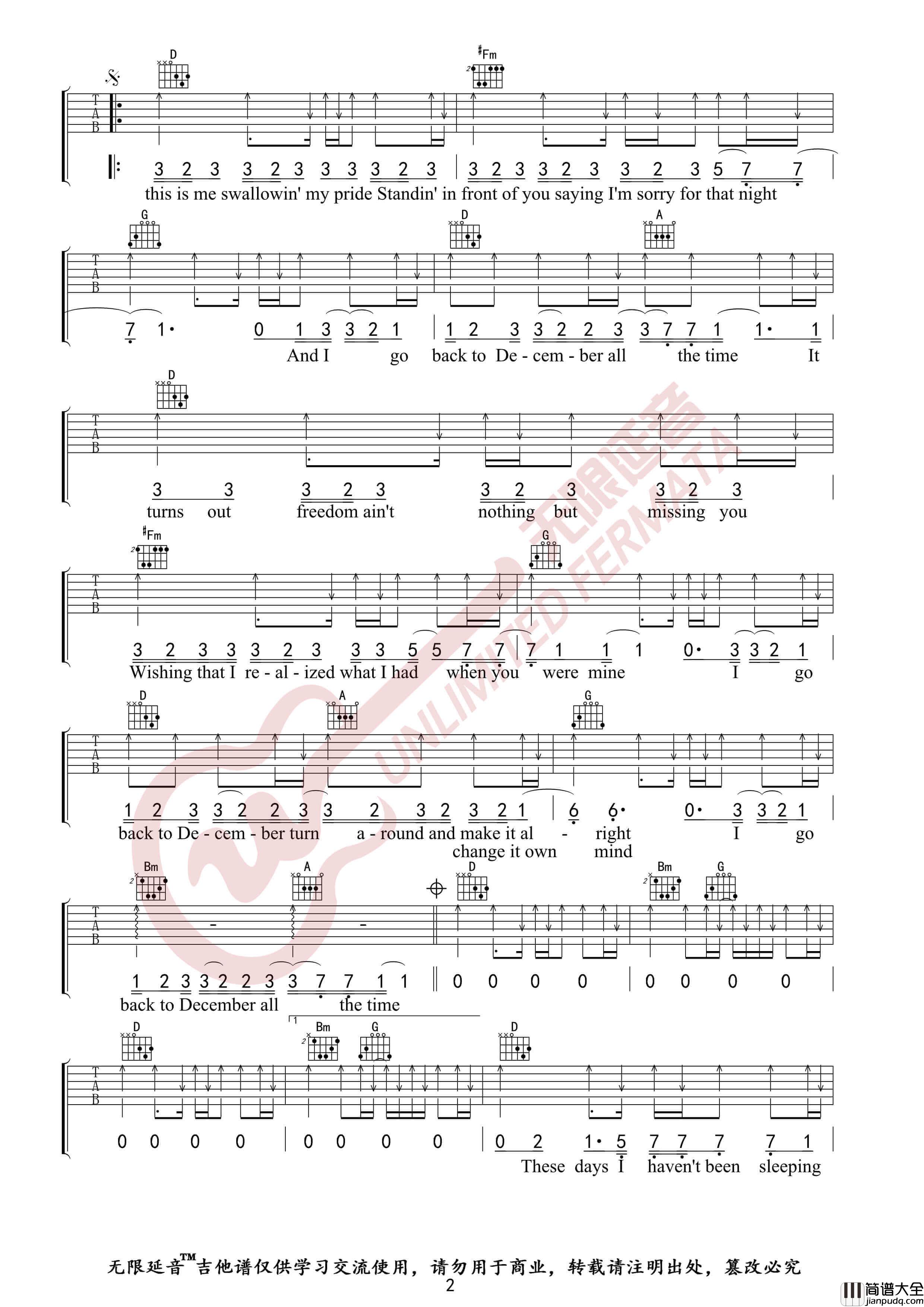 Taylor_Swift_Back_To_December_吉他谱__无限延音编配