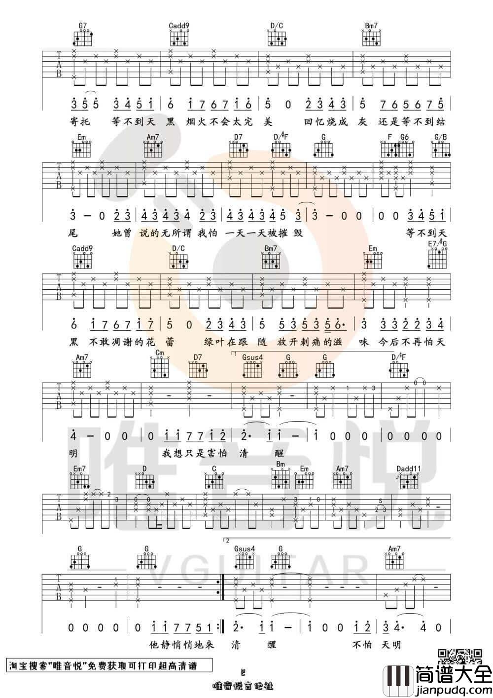 她说吉他谱_林俊杰__她说_C调男生版六线谱