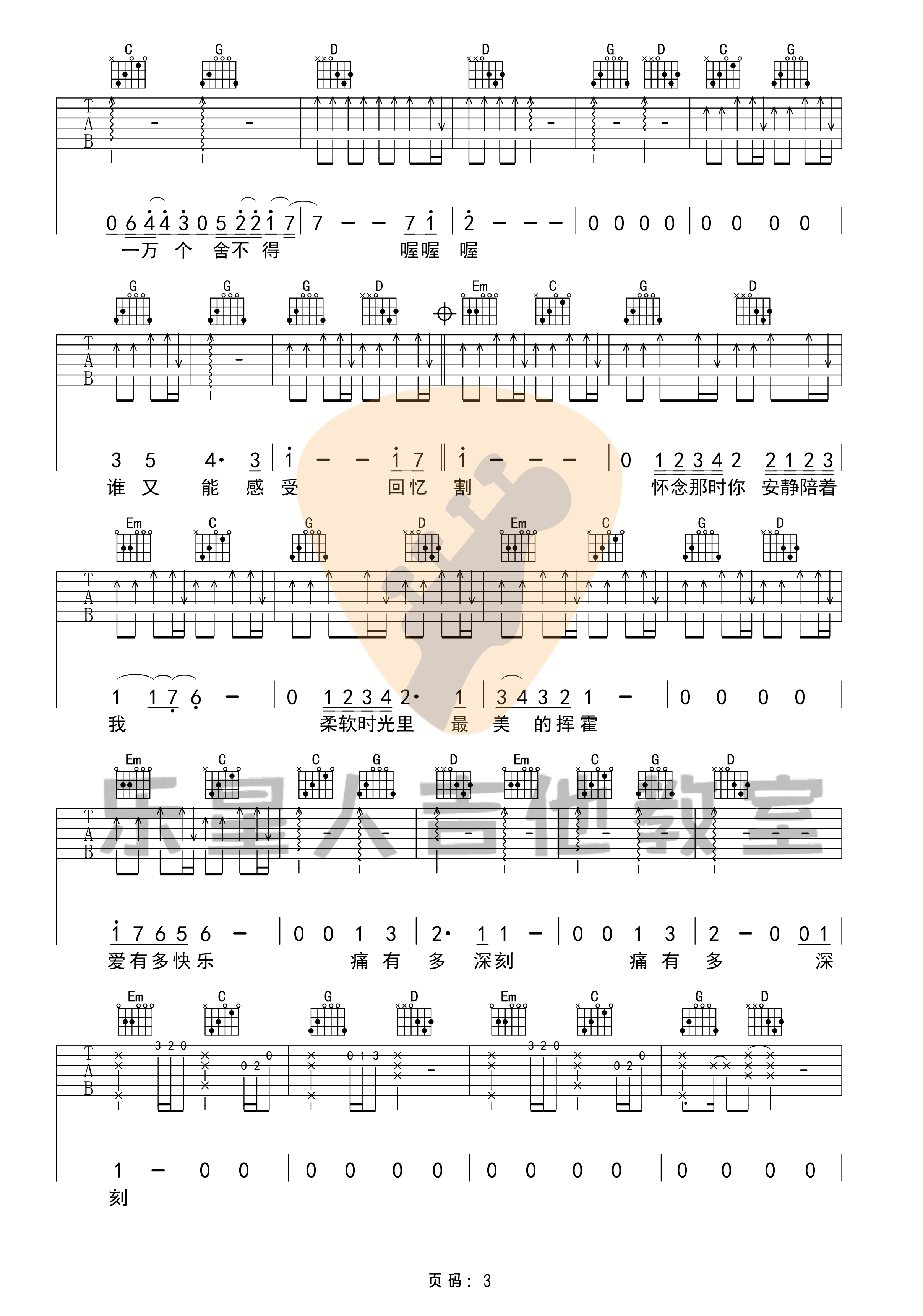 _国王与乞丐_吉他谱_华晨宇&杨宗纬_原版吉他谱_乐星人吉他教室