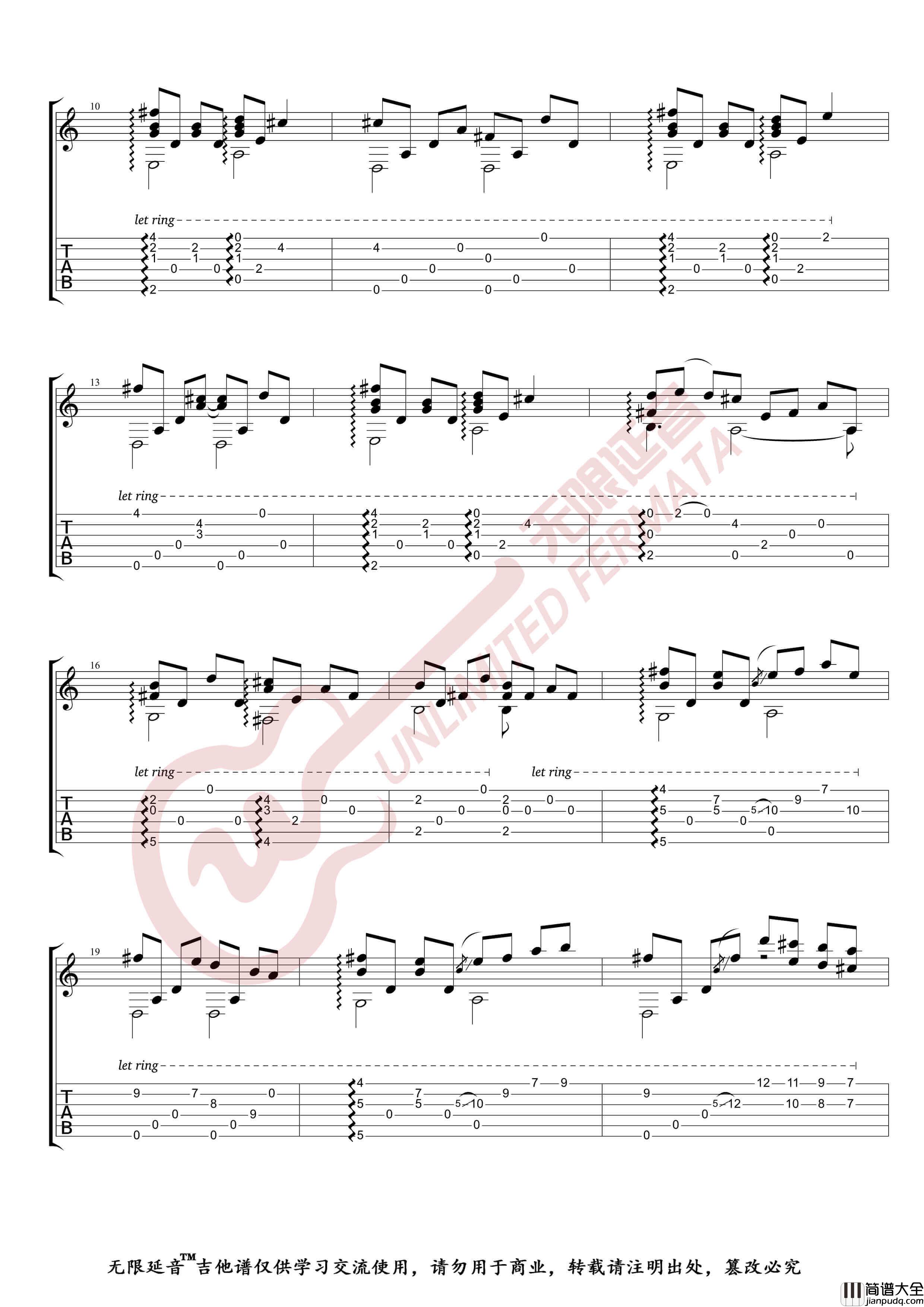 岸部真明_奇迹的山_吉他谱_原版吉他指弹谱_无限延音编配