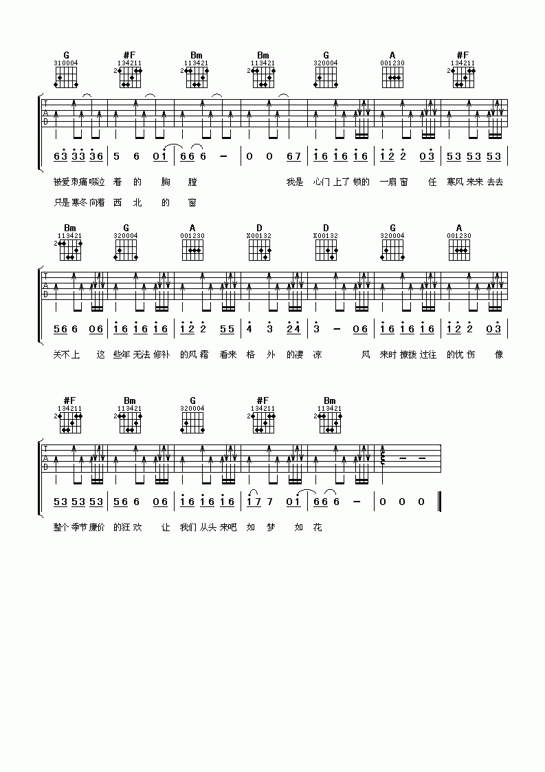 关不上的窗吉他谱__周传雄