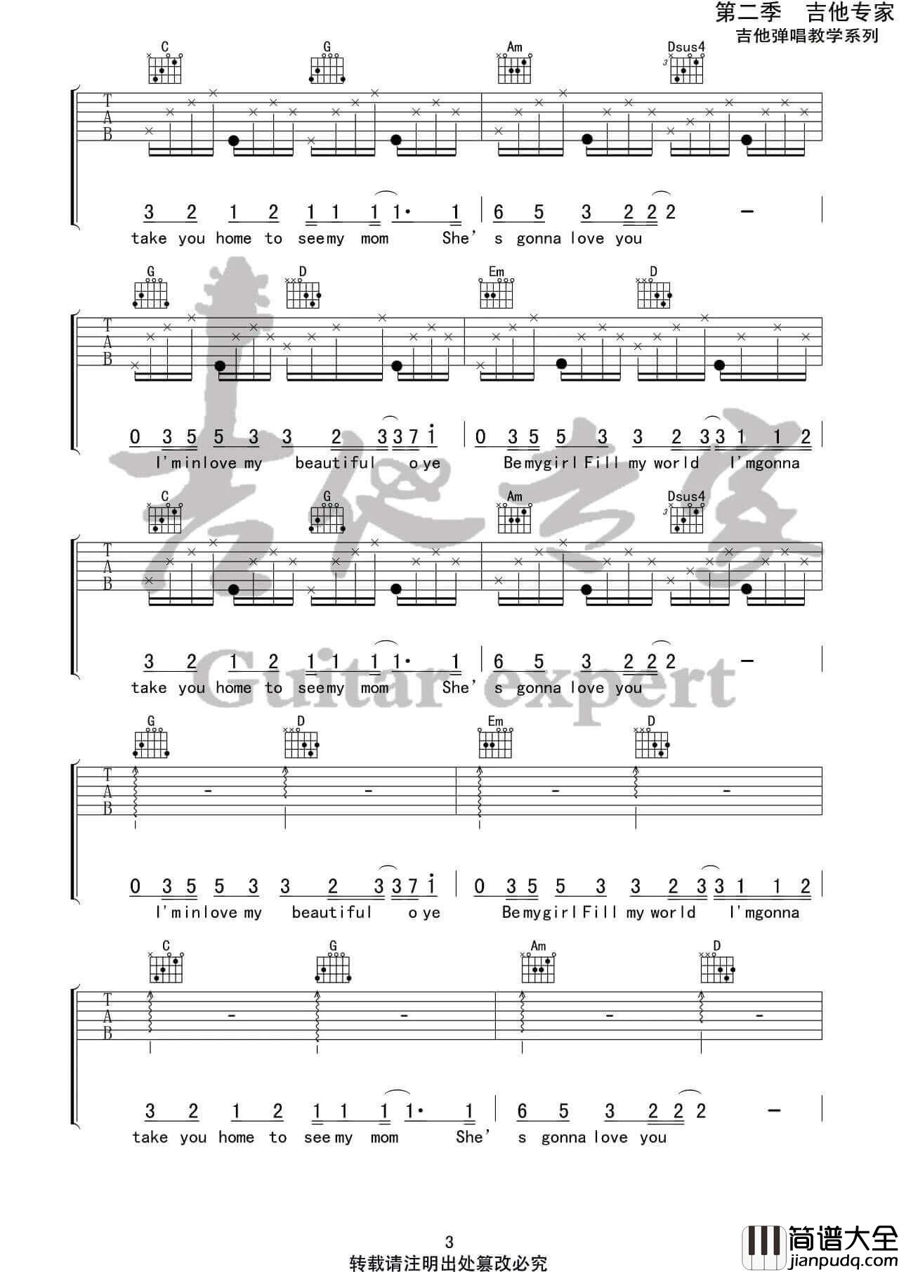 _My_beautiful_吉他谱_谭先生_G调弹唱伴奏谱_吉他专家