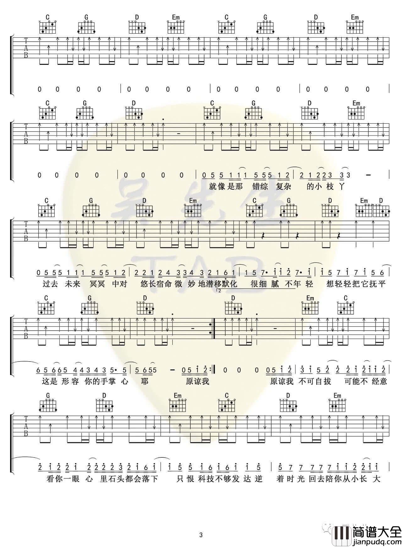 沈以诚_形容_吉他谱_G调弹唱六线谱_吴先生编配