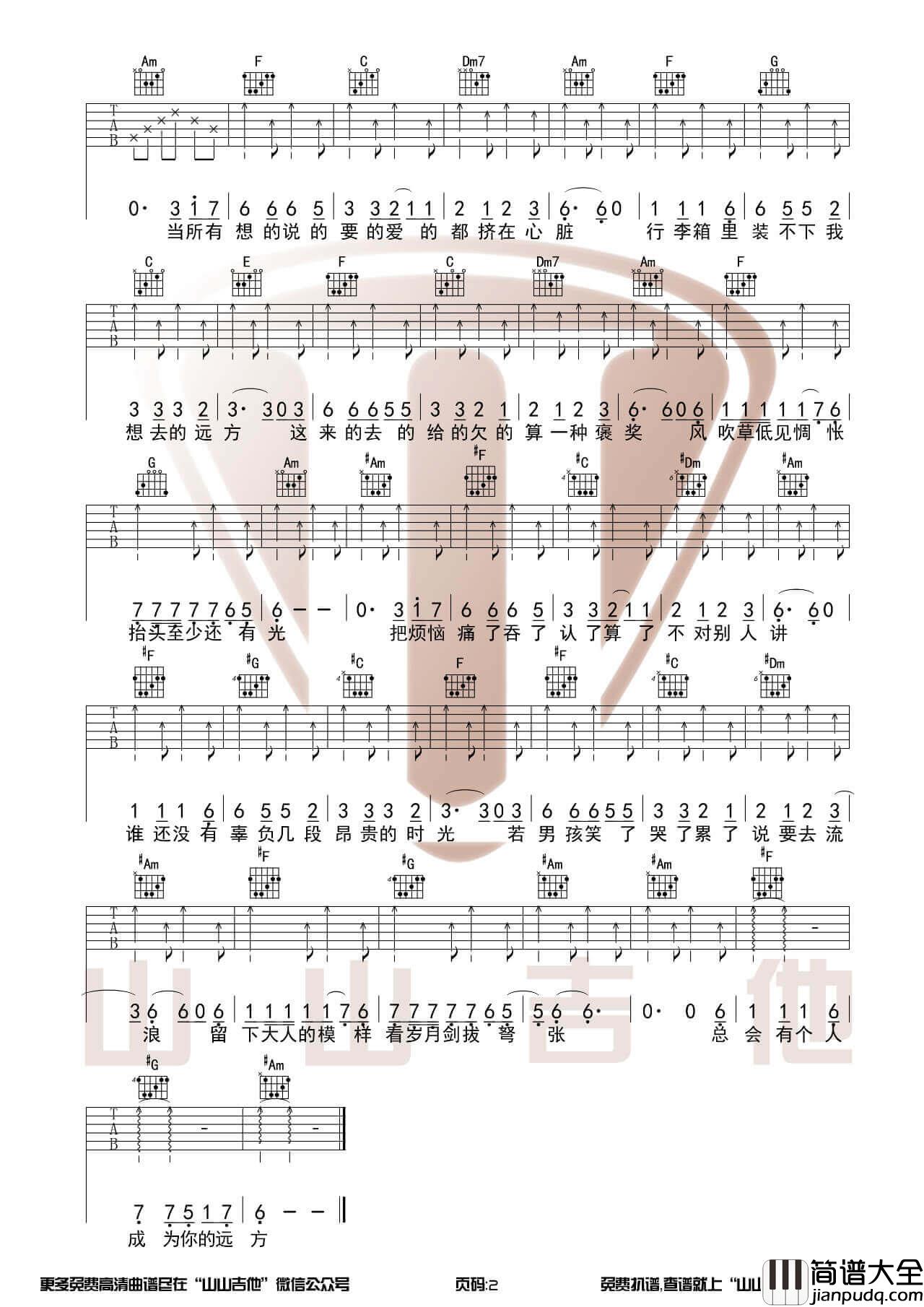 _牧马城市_吉他谱_毛不易_C调弹唱视频演示_山山吉他