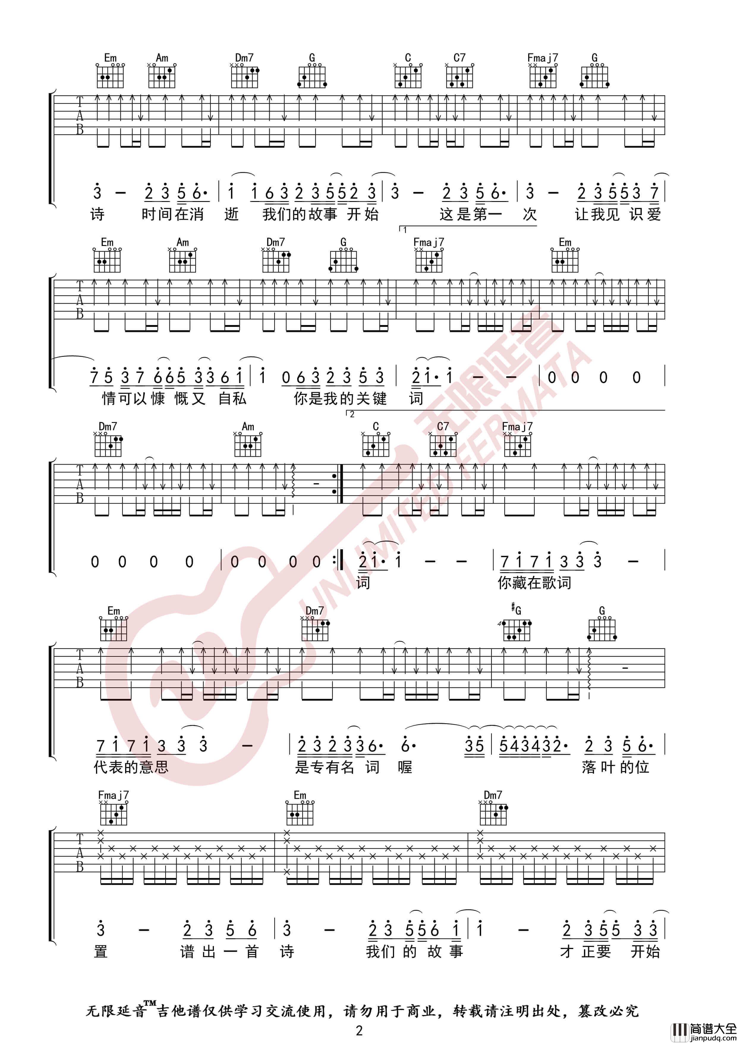 关键词吉他谱_林俊杰/要不要买菜_C调高清弹唱伴奏谱