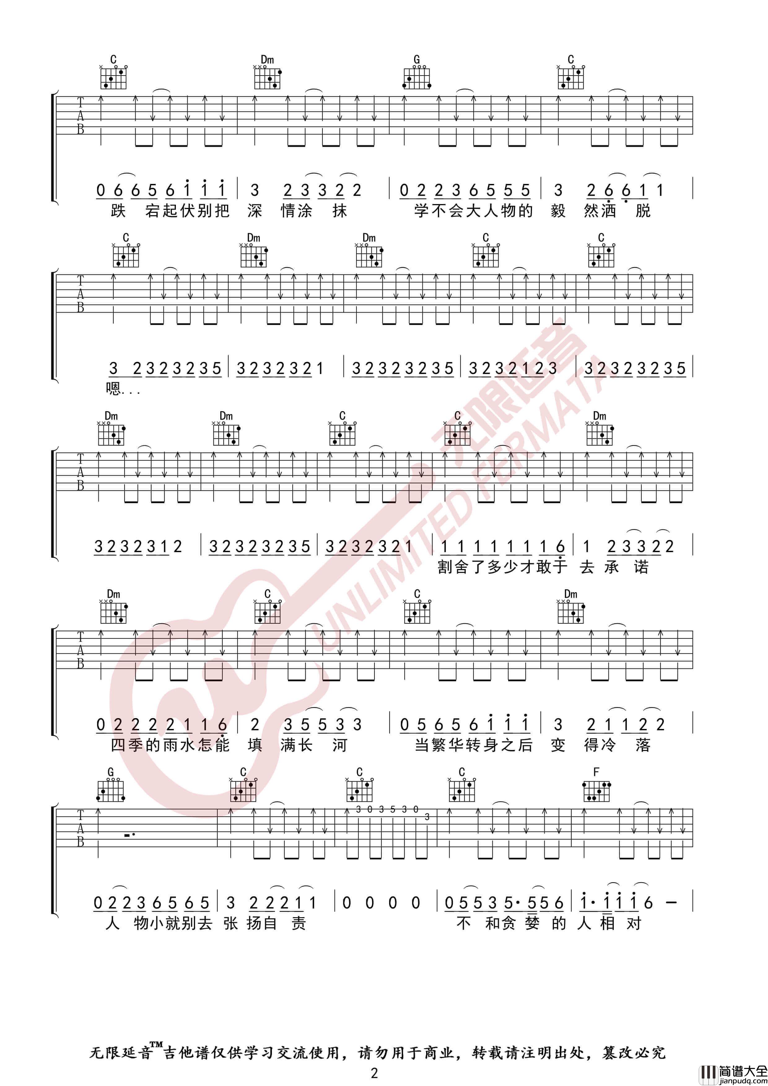 小人物吉他谱_赵雷__小人物_C调弹唱伴奏谱_无限延音