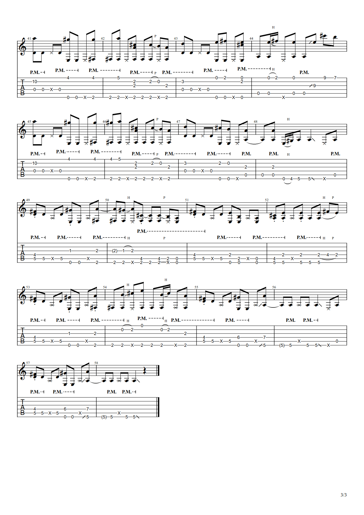 岸部真明指弹_WAY_吉他谱_标准调弦六线谱