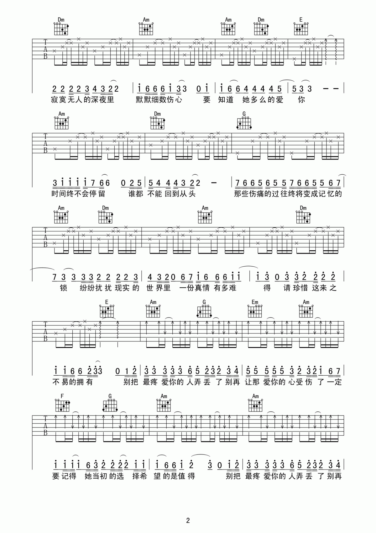 别把疼你的人弄丢了吉他谱_雨宗林_C调