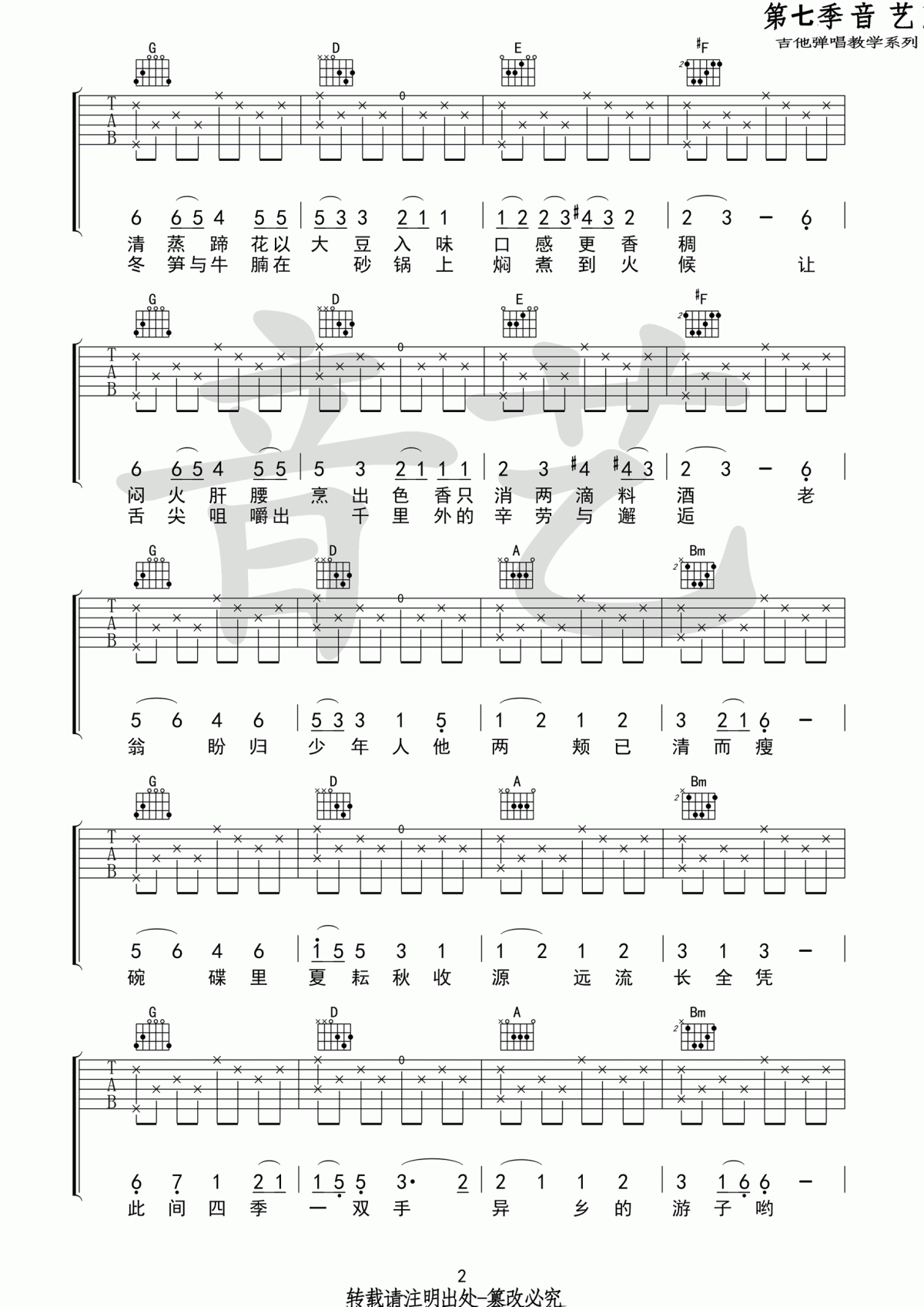 食味_吉他谱_陈鸿宇