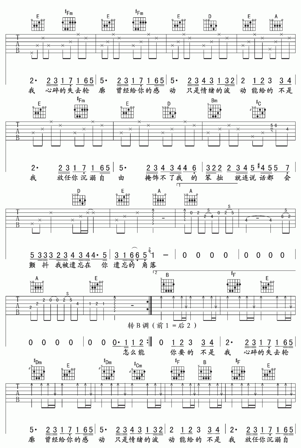 你要的不是我吉他谱__林俊杰