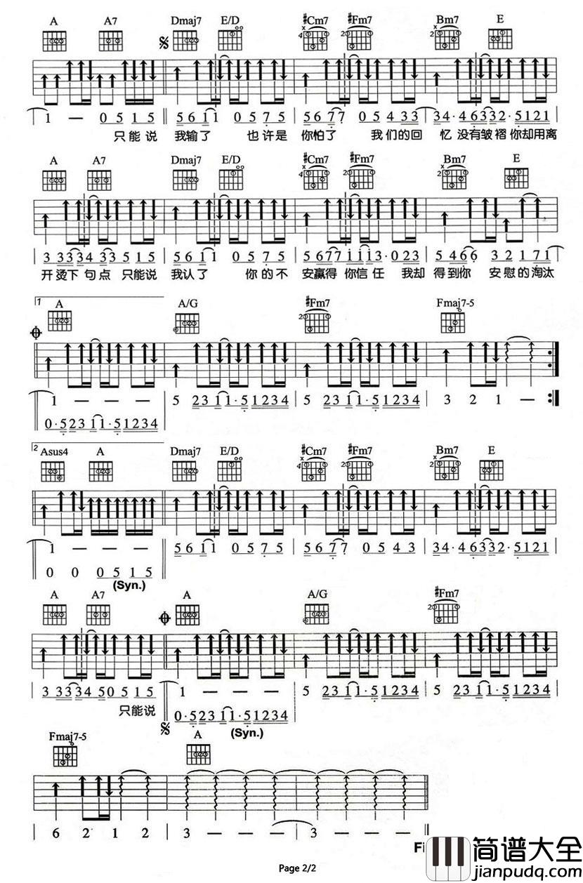 淘汰吉他谱__陈奕迅