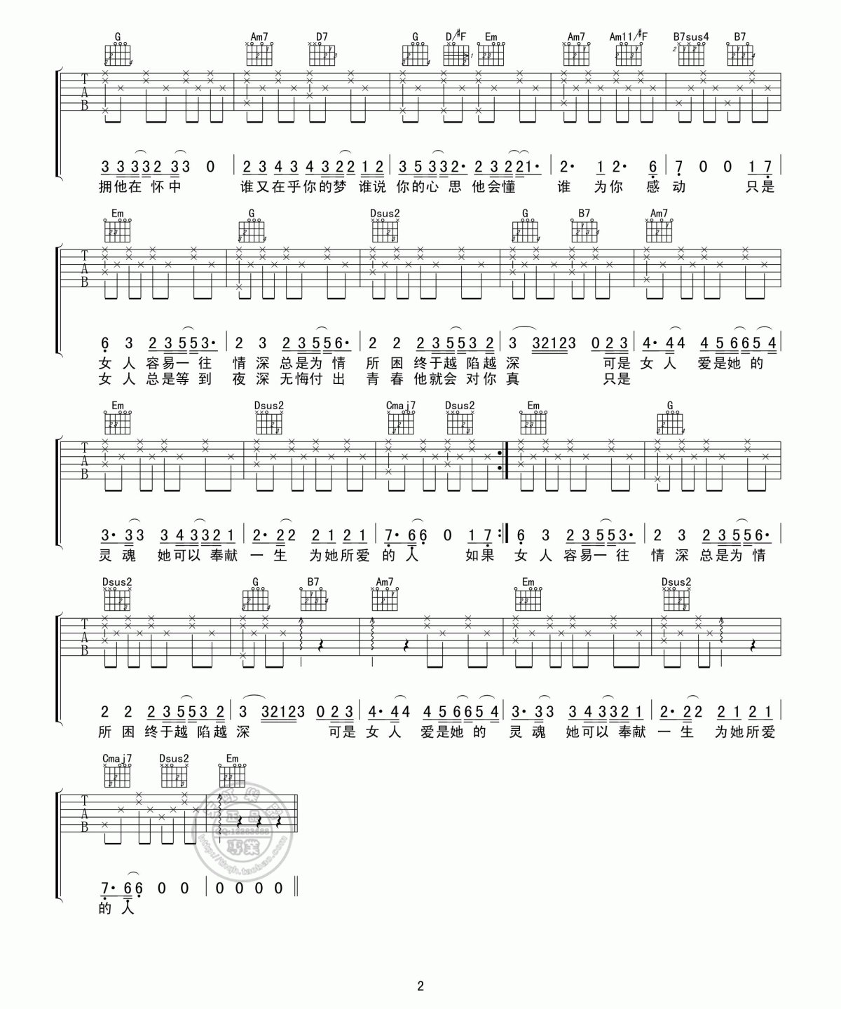 梁静茹_问_吉他谱