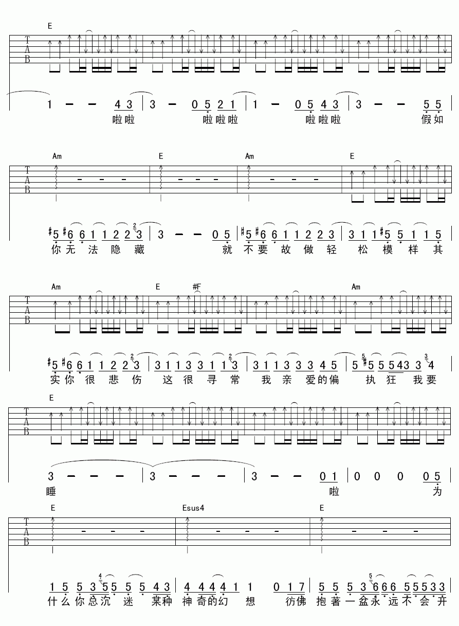 我亲爱的偏执狂吉他谱__陈绮贞