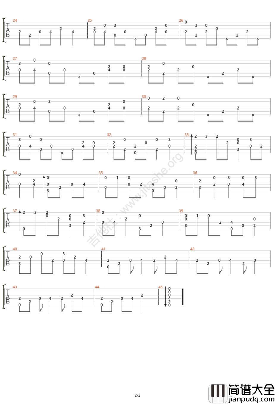 五月雨指弹谱_原调六线谱_吉他社编配_高梨康治