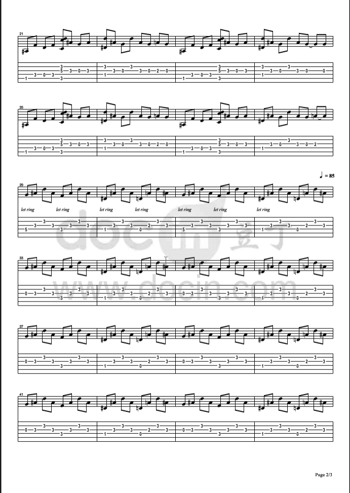 not_tomorrow指弹谱_G调六线谱_寂静岭