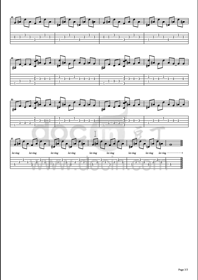 not_tomorrow指弹谱_G调六线谱_寂静岭