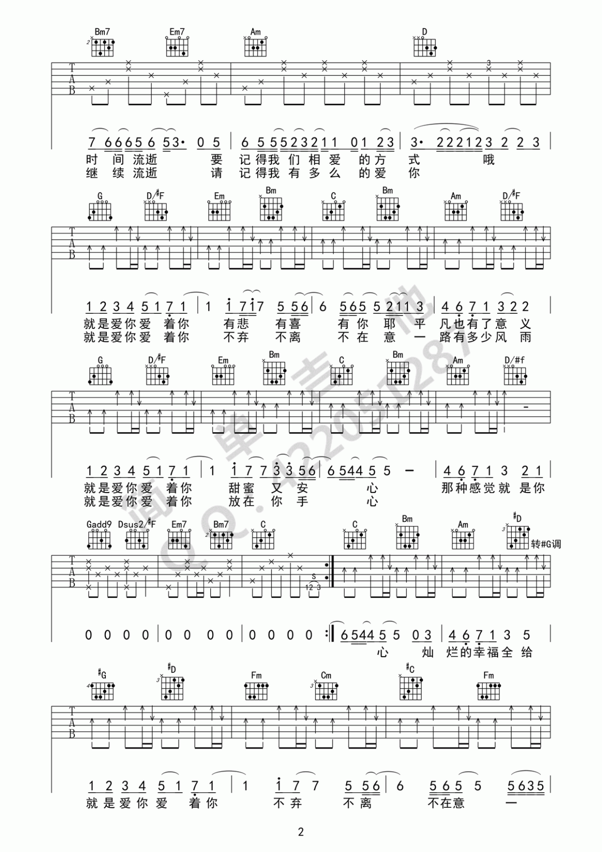 就是爱你吉他谱_陶喆G调完美弹唱版)