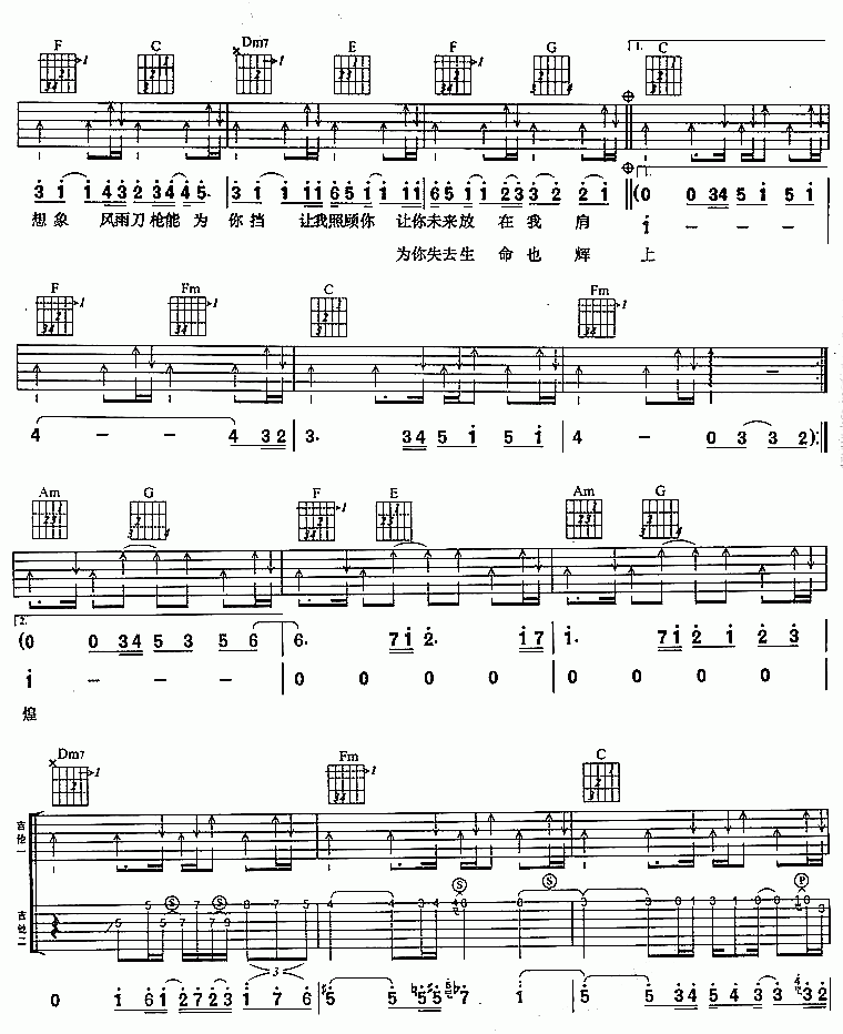 让我照顾你吉他谱__五月天