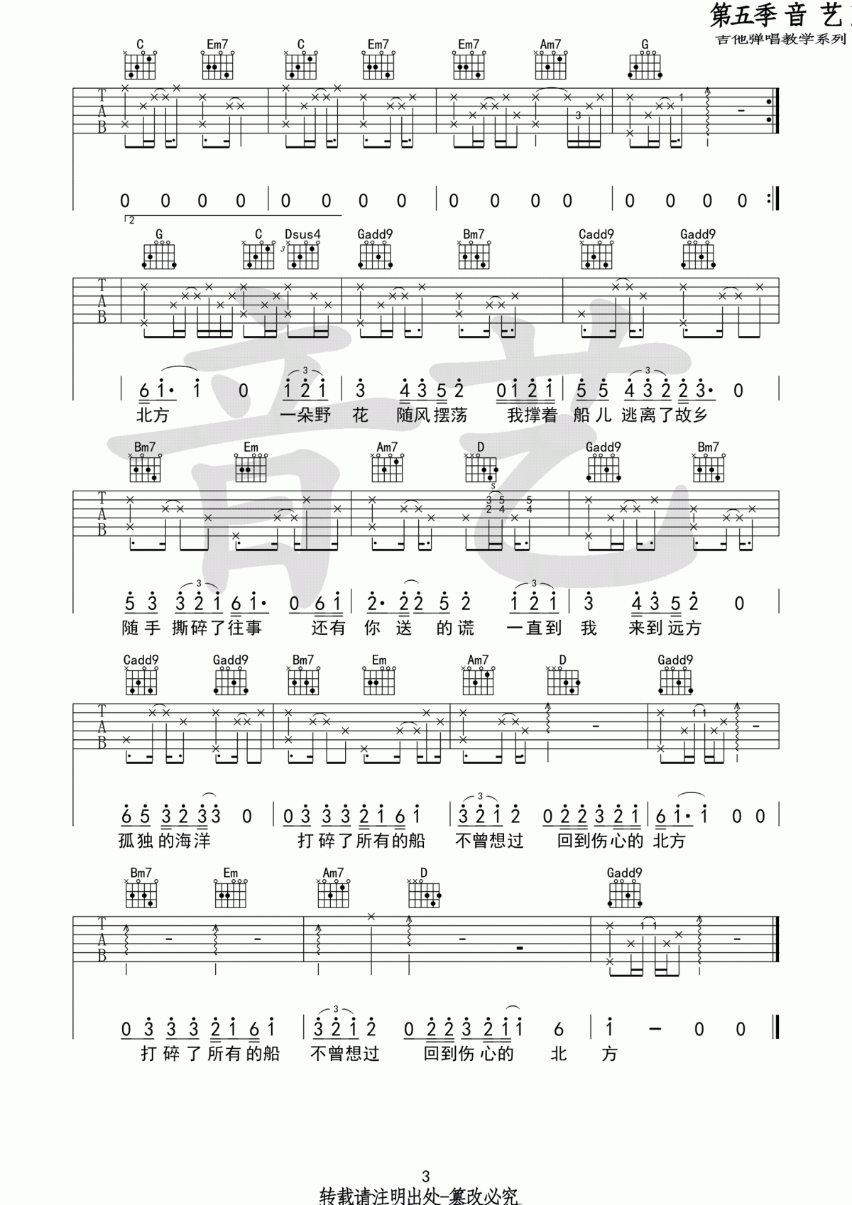 北方原版吉他谱_倪健_G调