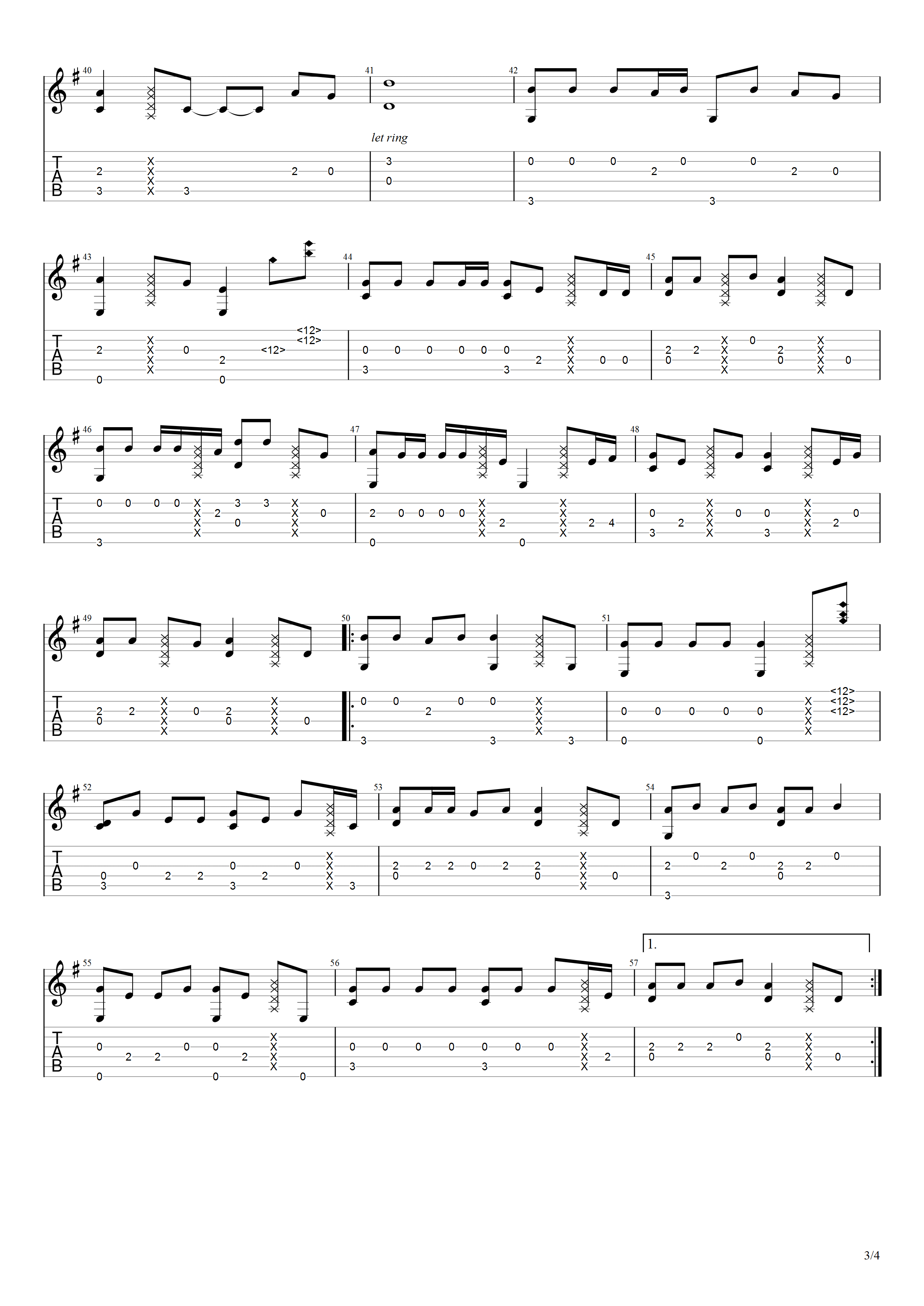 _大田后生仔_吉他谱_吉他指弹谱_原版编配_抖音神曲