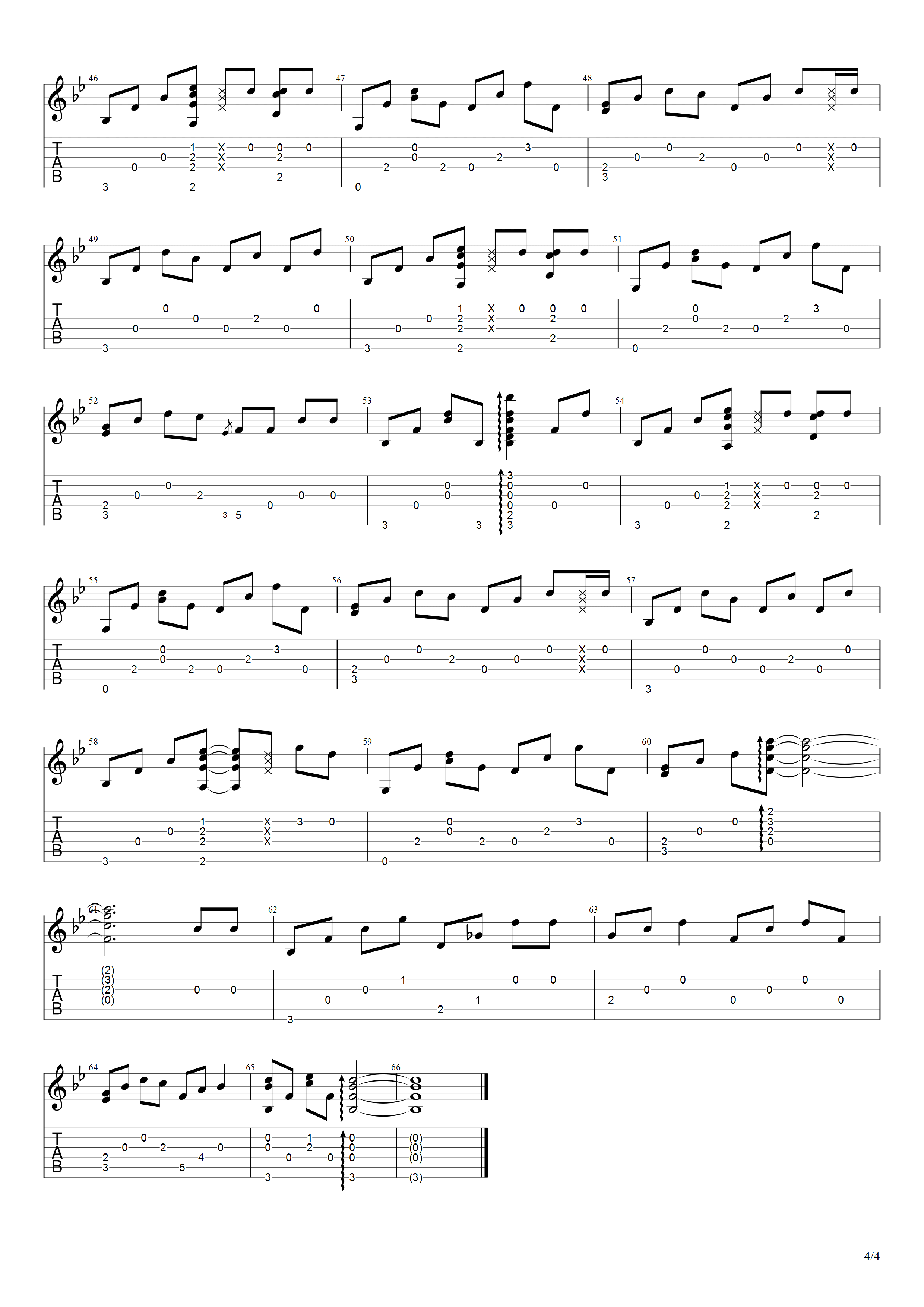 说好不哭吉他谱_指弹六线谱_G调改编独奏谱