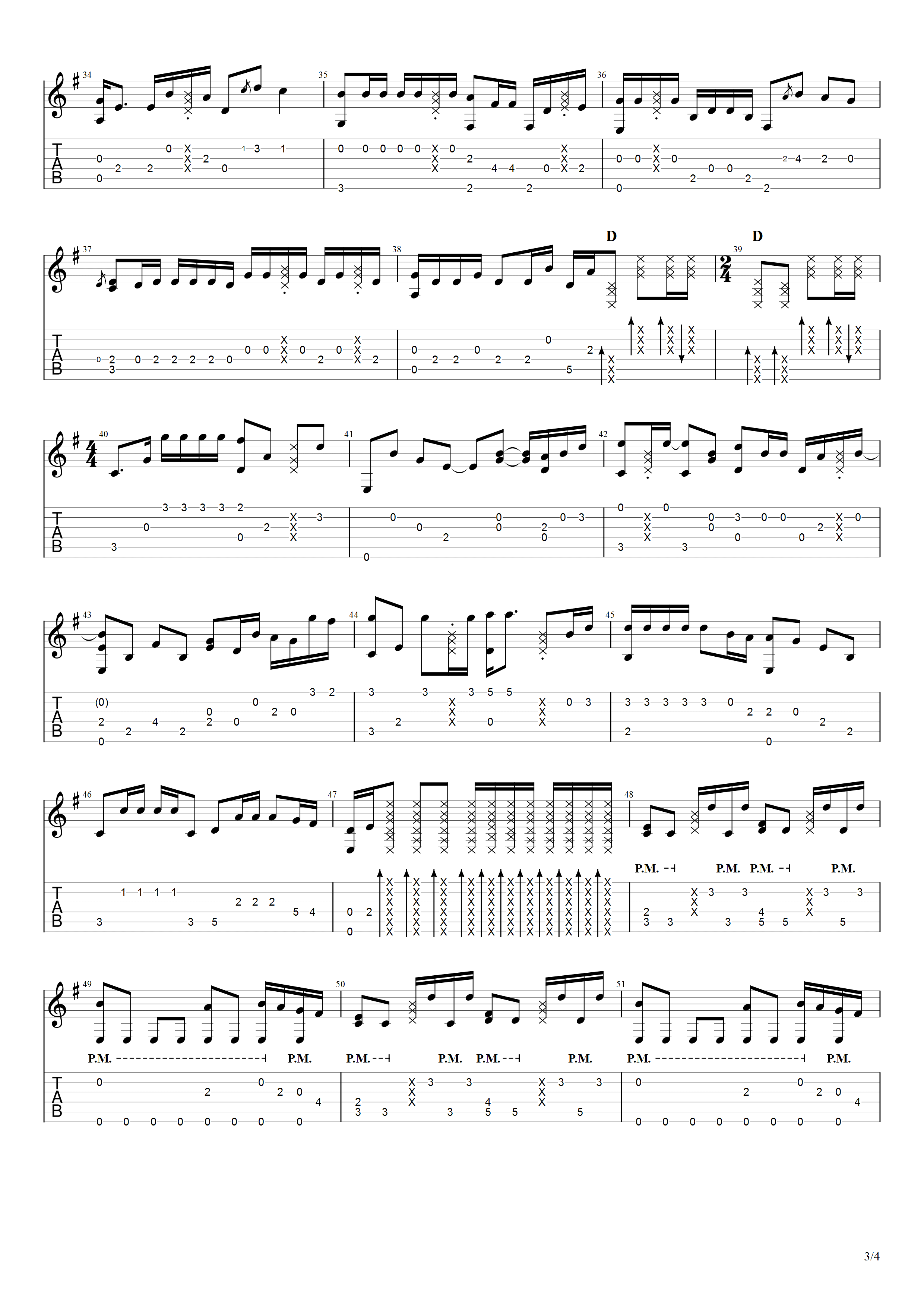 _多想在平庸的生活拥抱你_吉他谱_指弹改编六线谱_指弹谱