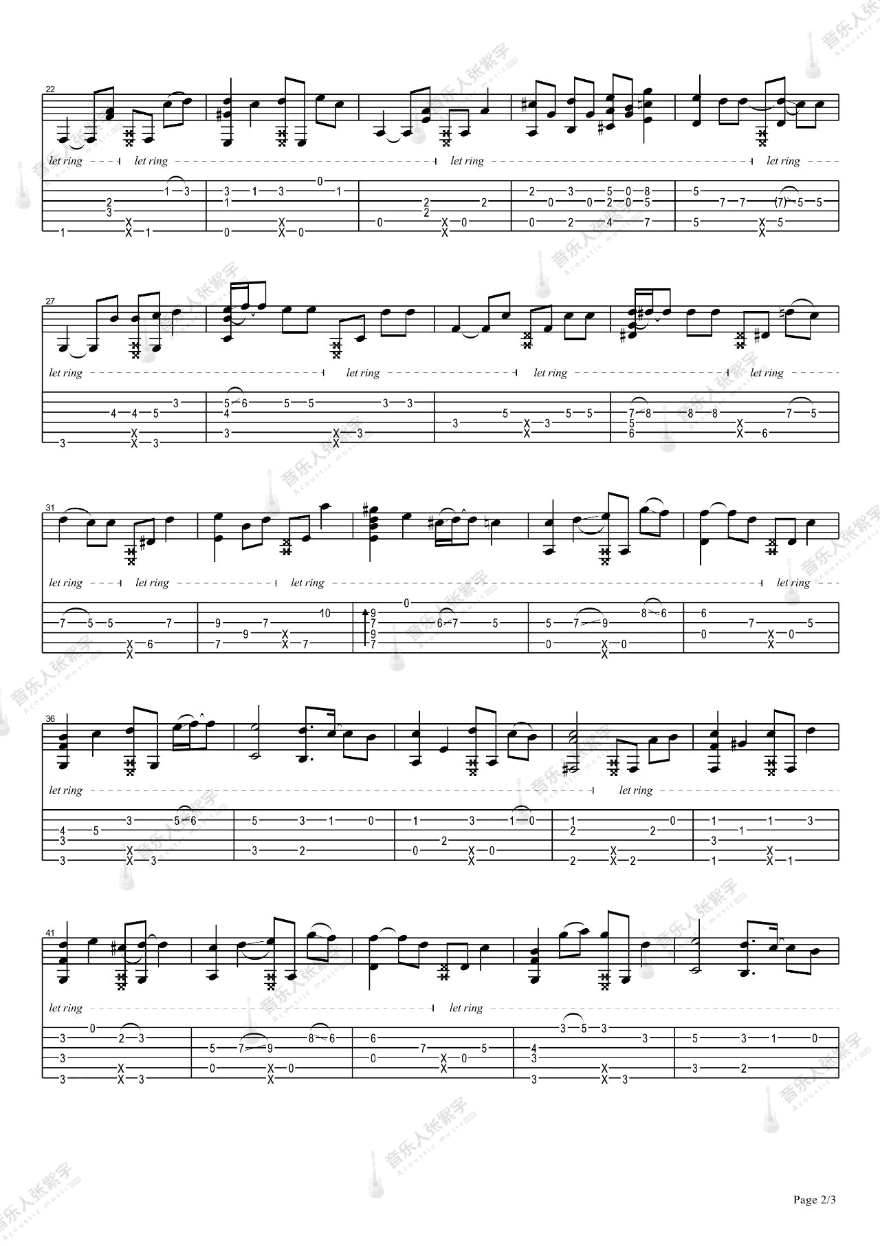 _黑色毛衣_指弹吉他谱_周杰伦_独奏六线谱_高清图片谱