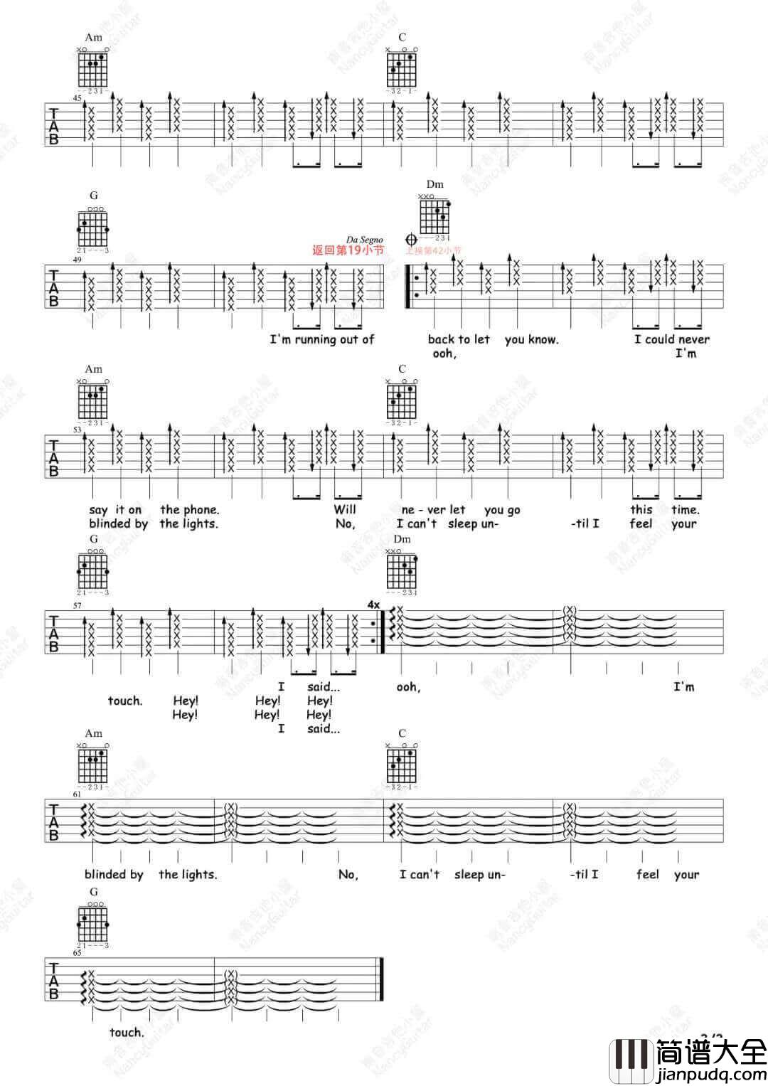 _Blinding_Lights_吉他谱_The_Weeknd_C调高清弹唱六线谱