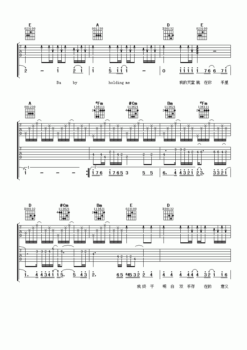 找幸福给你吉他谱__飞轮海