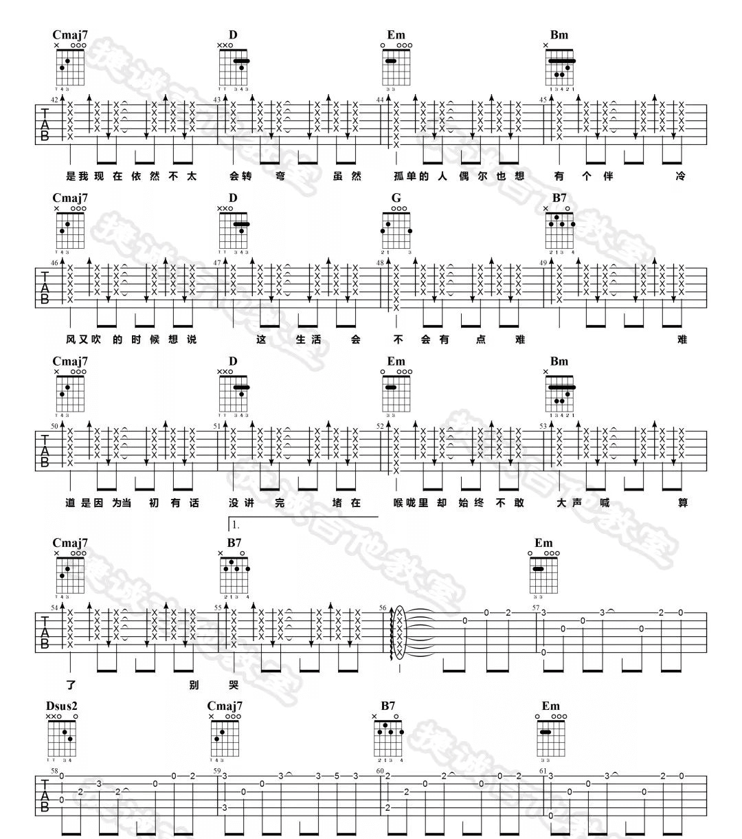 呓语吉他谱_毛不易__呓语_G调原版弹唱六线谱_高清图片谱