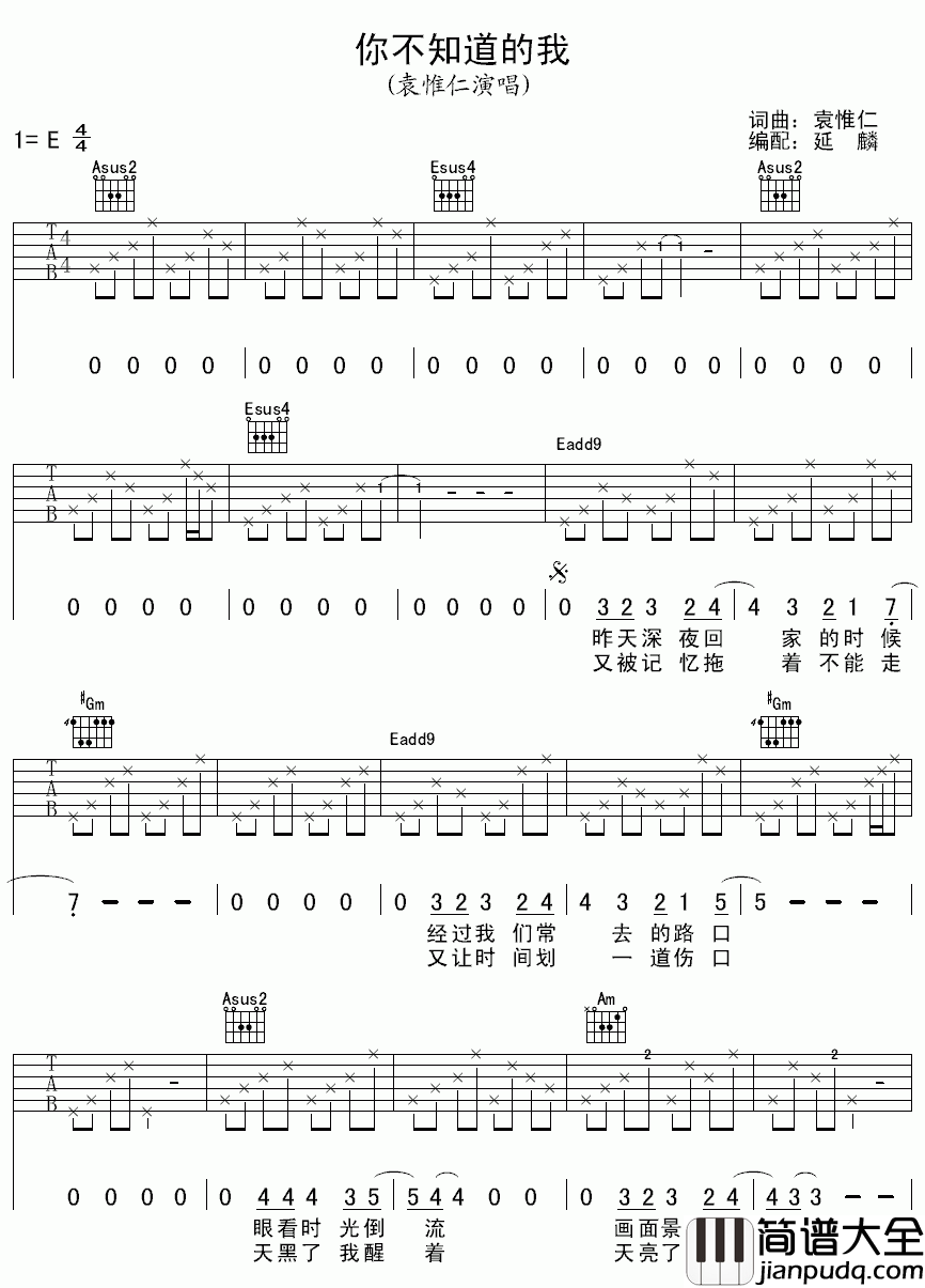 袁惟仁_你不知道的我吉他谱