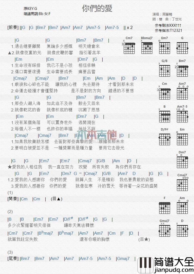 你们的爱_吉他谱_周笔畅
