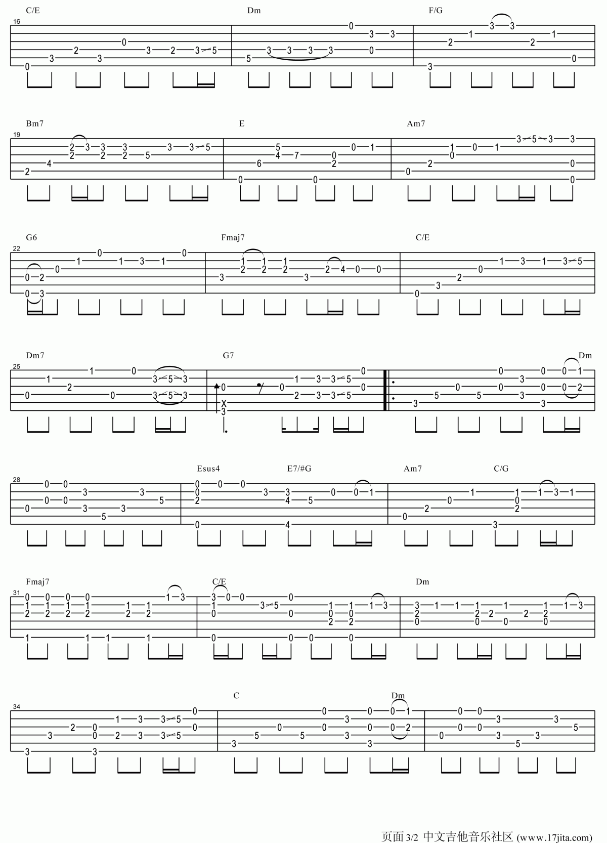 回到过去指弹吉他谱卢家宏版__周杰伦