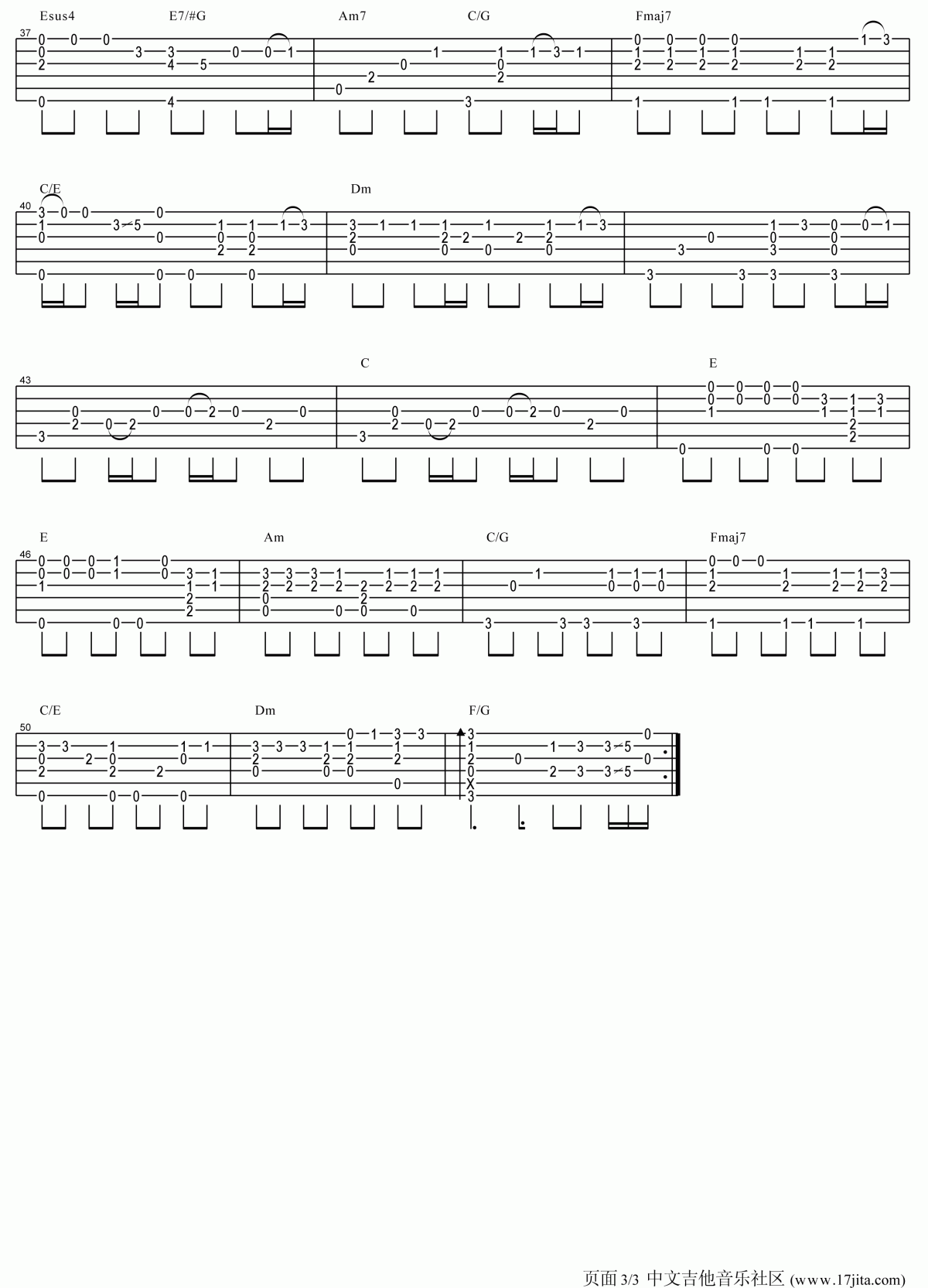 回到过去指弹吉他谱卢家宏版__周杰伦