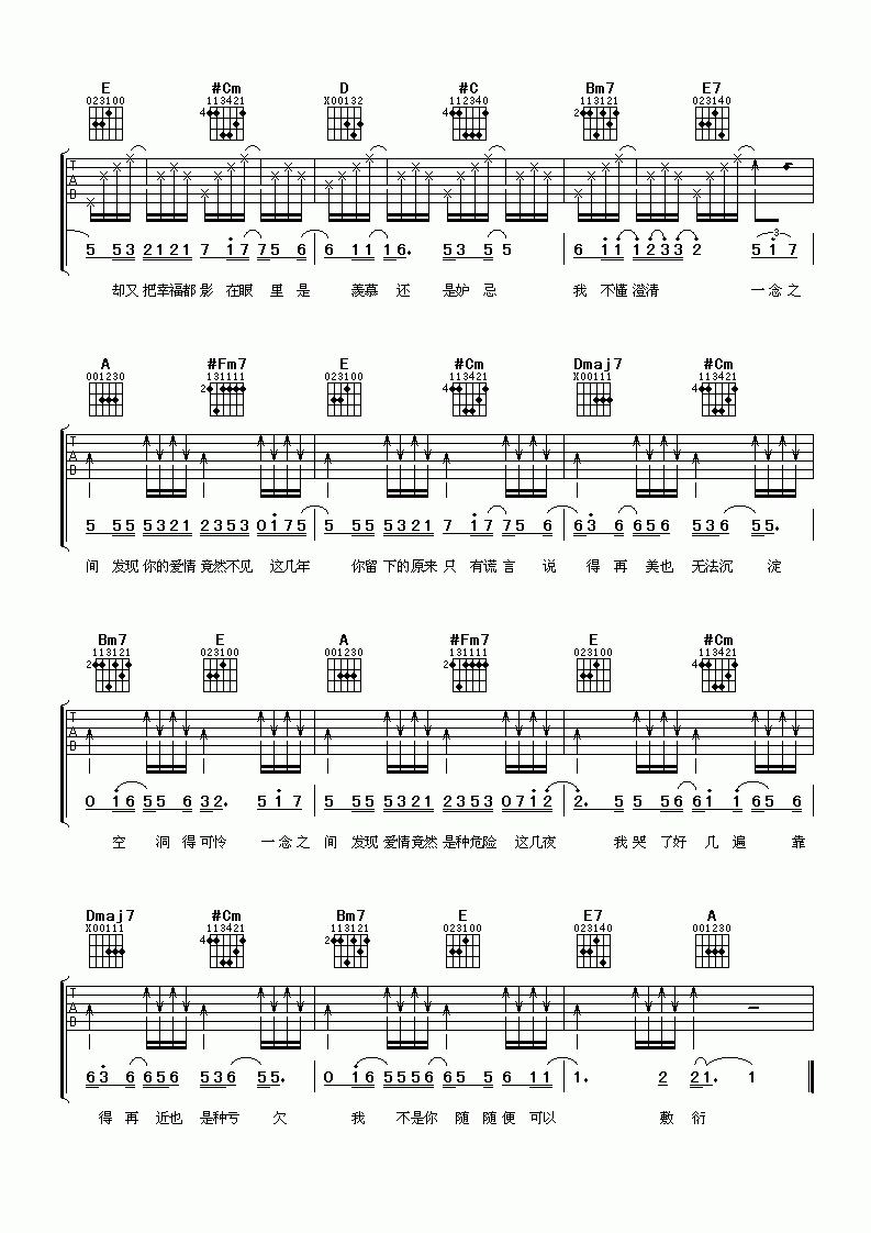 戴佩妮_一念之间吉他谱