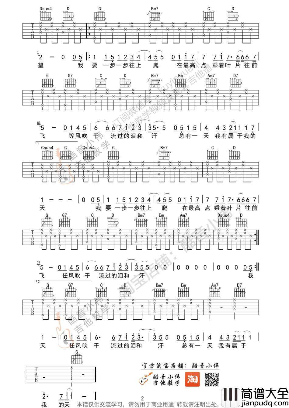 蜗牛_G调吉他谱_周杰伦