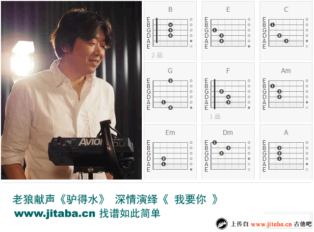 我要你吉他谱_老狼版本_电影_驴得水_主题曲