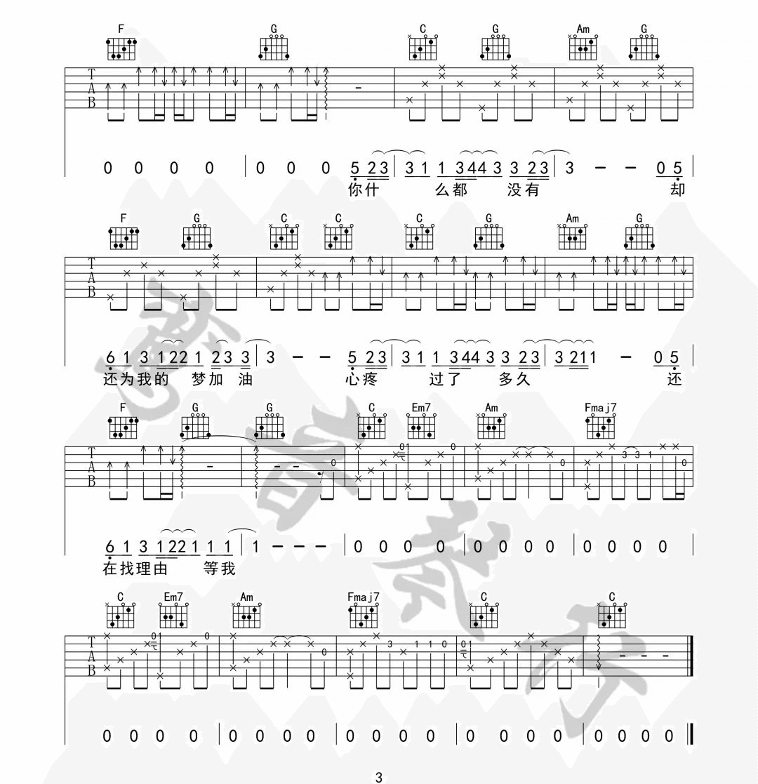 说好不好吉他谱_周杰伦__说好不哭_C调简单版弹唱谱_六线谱