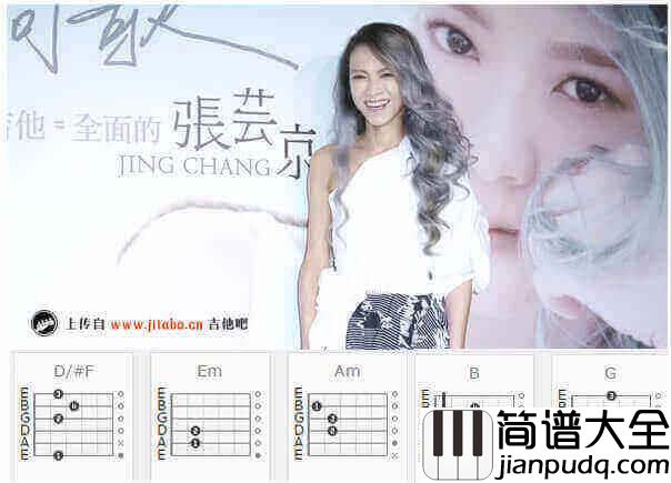 张芸京_失败的高歌_吉他谱_和弦弹唱谱