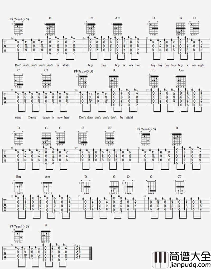 _男孩别哭_吉他谱_海龟先生_G调原版弹唱谱_高清六线谱