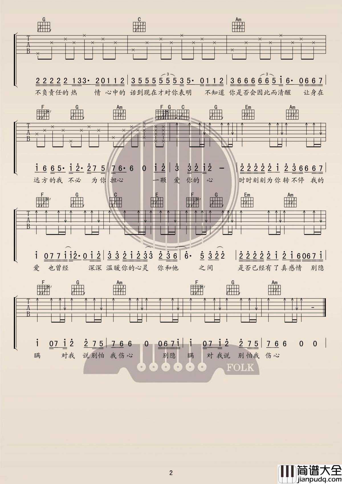 别怕我伤心吉他谱_C调_张信哲