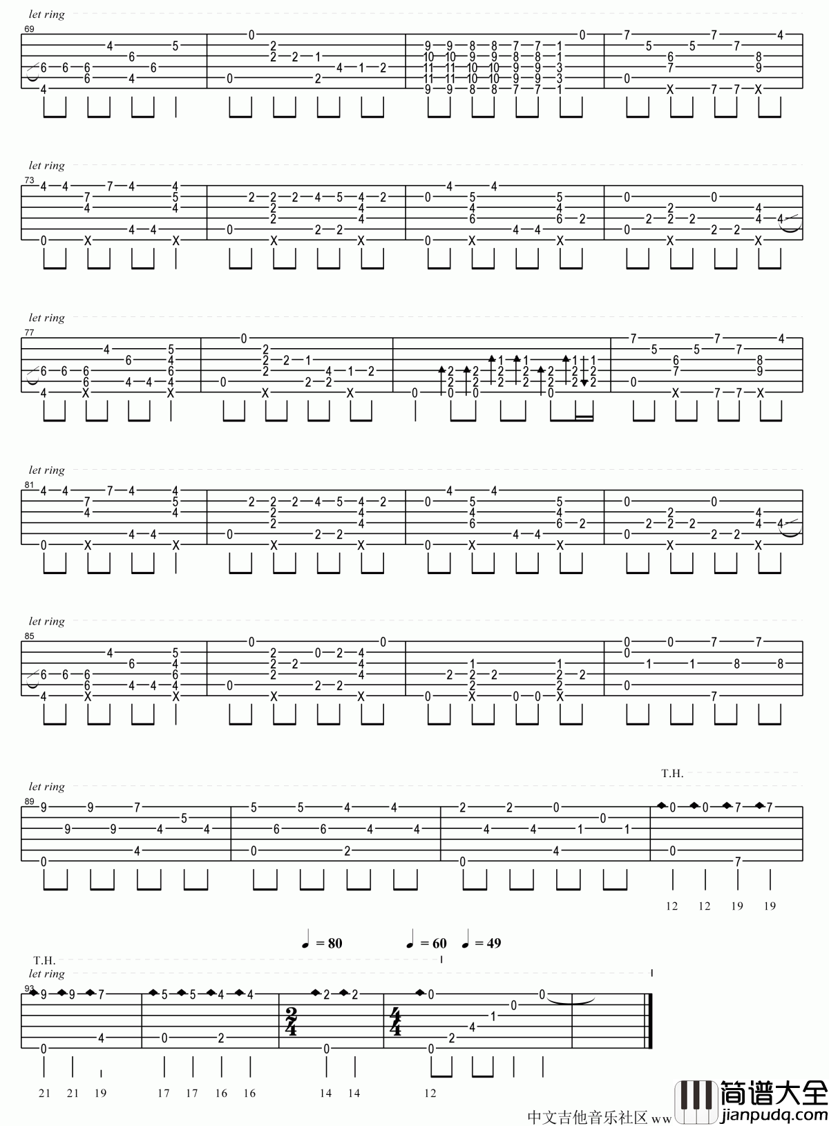 琴歌指弹版_爸爸去哪儿吉他谱