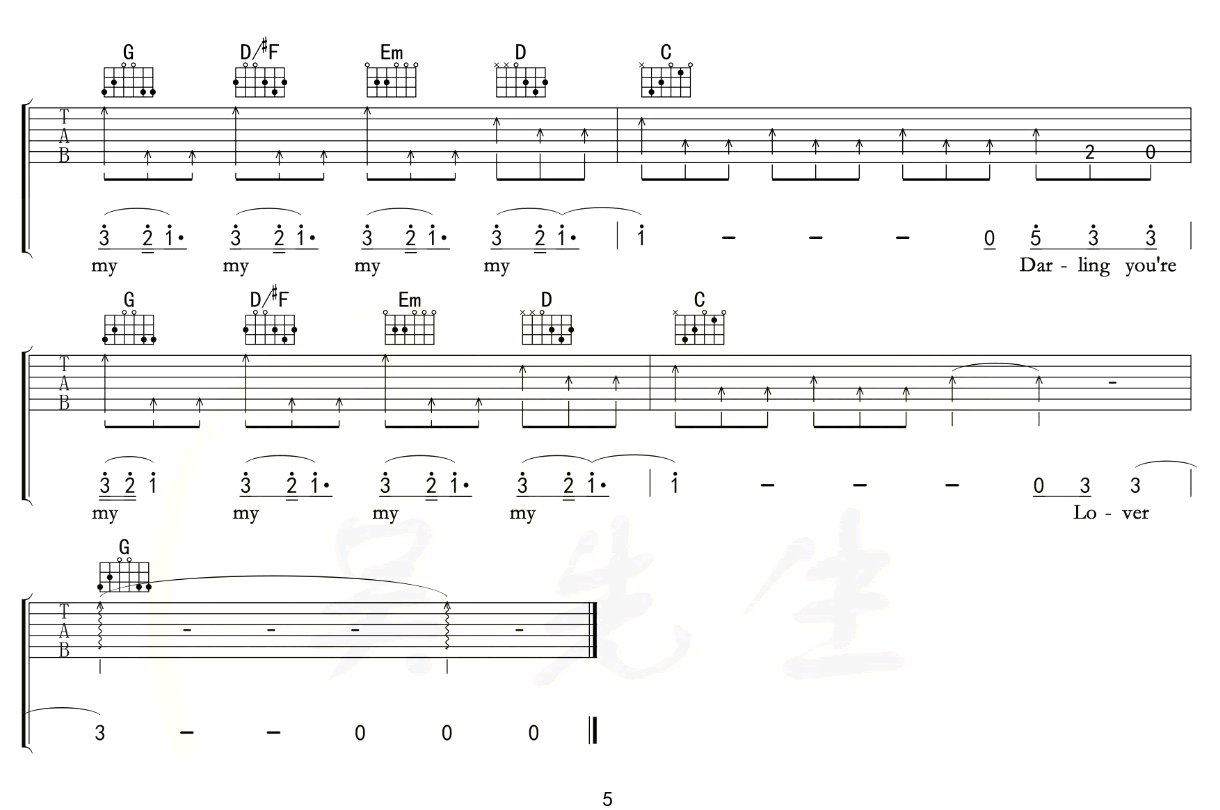 _Lover_吉他谱_Taylor_Swift_G调原版弹唱谱_高清六线谱