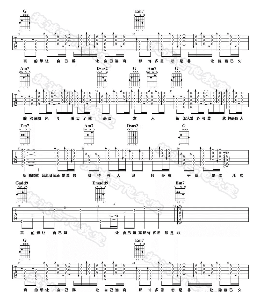 _不必在乎我是谁_吉他谱_李宗盛_G调原版弹唱谱_高清六线谱